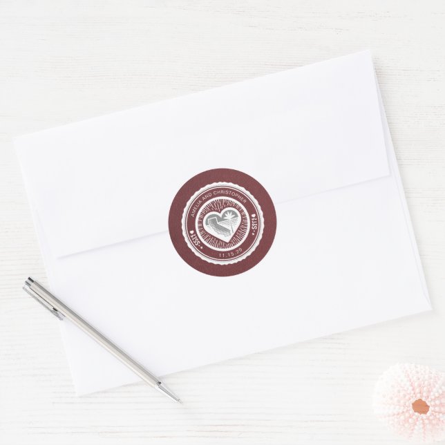 Burgundy California Passport Classic Round Sticker (Envelope)