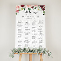 Burgundy Calligraphy Alphabetical Seating Chart