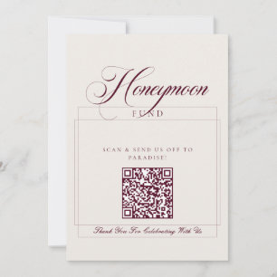 Burgundy Calligraphy Honeymoon Fund QR Code Invitation