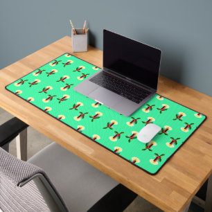 Burgundy candle with Xmas holly Desk Mat