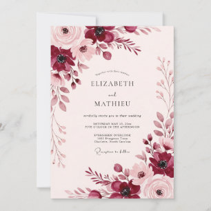 Burgundy Captivating Spring Wedding Invitation