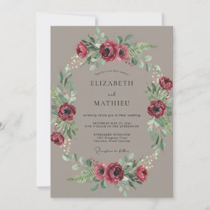 Burgundy Captivating Woodland Wedding Invitation
