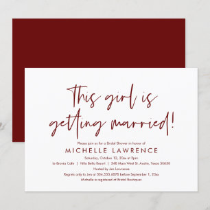 Burgundy Casual and Fun, Bridal Shower Party Invitation