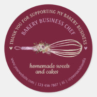 Burgundy Catering Bakery Chef Whisk Flower Thanks