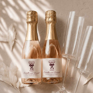 Burgundy Champagne Engagement Party Sparkling Wine Label