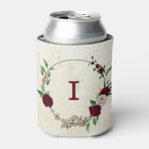 Burgundy champagne flowers wedding  can cooler