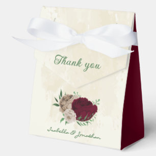 Burgundy champagne flowers wedding favour box