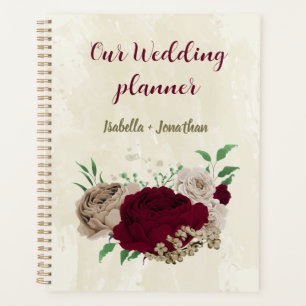 Burgundy champagne flowers wedding planner