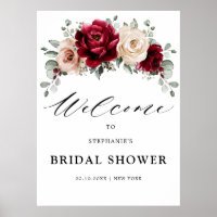 Burgundy Champagne Ivory Bridal Shower Welcome