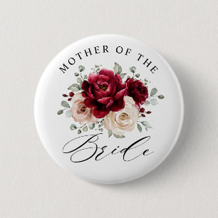 Burgundy Champagne Ivory Mauve Mother of the Bride 6 Cm Round Badge