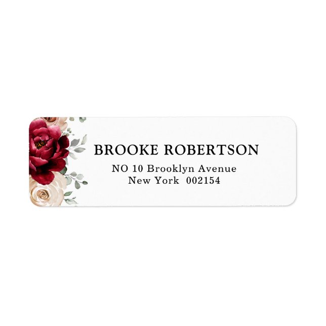 Burgundy Champagne Ivory Mauve Rose Floral Wedding (Front)