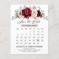 Burgundy Champagne Ivory Mauve Rose Save the Date