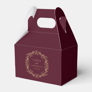 Burgundy Champagne Toile Floral Frame Wedding Favour Box