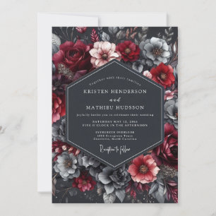 Burgundy Charcoal Nocturne Wedding Invitation