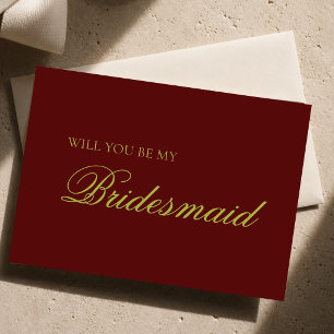 Burgundy & Chartreuse Modern Bridesmaid Proposal Card