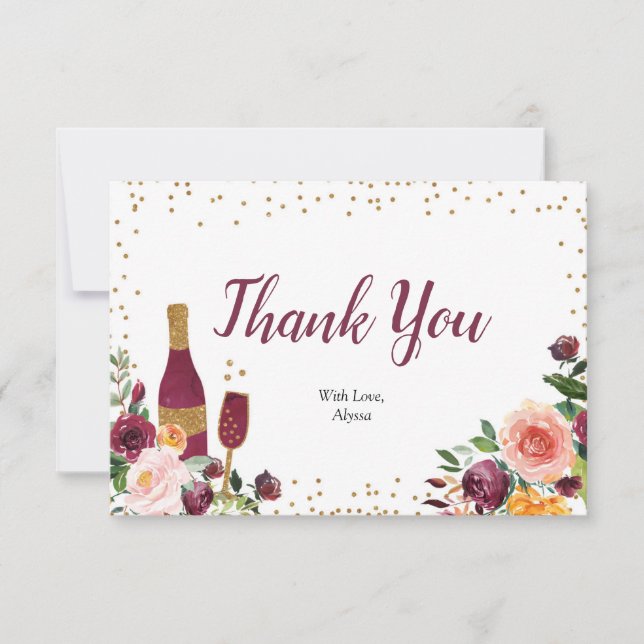 Burgundy Cheers to Love Thank You card (Front)