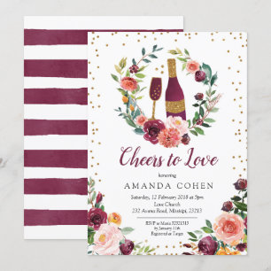 Burgundy Cheers to Love Wine Bridal Shower Invitation