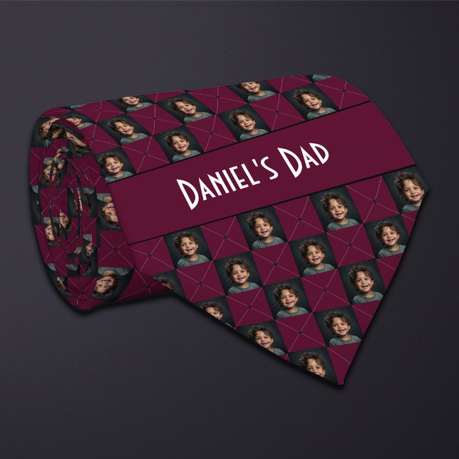Burgundy Chequered Photo Tie (Creator Uploaded)
