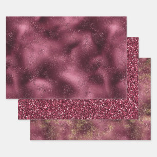 Burgundy Cherry Glitter Glitz Wrapping Paper Sheet