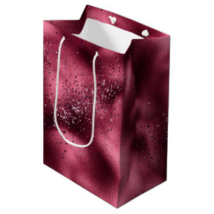 Burgundy Cherry Glitter Sparkle  Medium Gift Bag