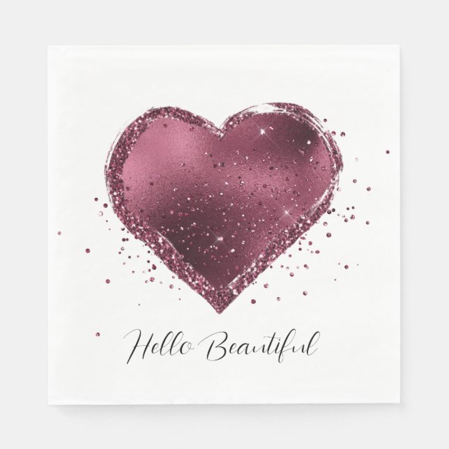 Burgundy Cherry Glitter Sparkle  Napkin (Front)
