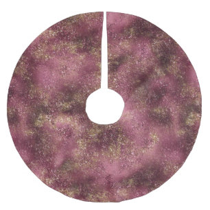 Burgundy Cherry Gold Glitter Sparkle Brushed Polyester Tree Skirt