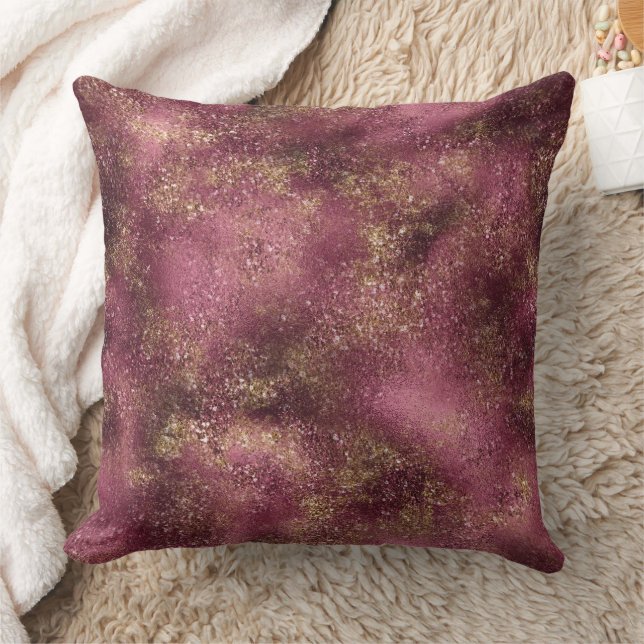 Burgundy Cherry Gold Glitter Sparkle      Cushion (Blanket)