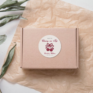 Burgundy Cherry on Top Baby shower Classic Round Sticker