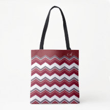 Burgundy chevron pattern with monogram