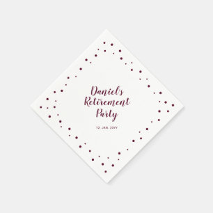 Burgundy Chic Confetti Modern Retirement Party Napkin