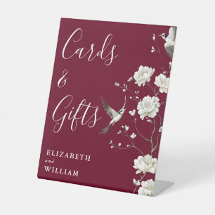 Burgundy Chinoiserie Cards And Gifts Wedding Pedestal Sign