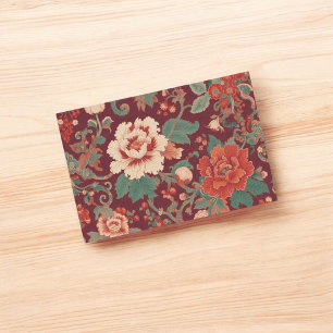 Burgundy Chinoiserie Grandmillenial Toile Floral  Tissue Paper