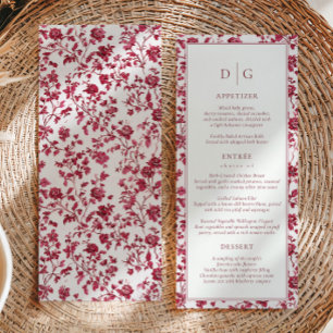 Burgundy Chinoiserie Wedding Menu