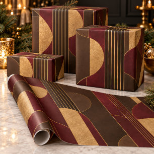 Burgundy & Chocolate Architectural Elegance Wrapping Paper