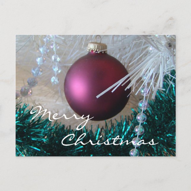 Burgundy Christmas Ornament  customise Holiday Postcard (Front)