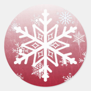 Burgundy Christmas Snowflakes Classic Round Sticker