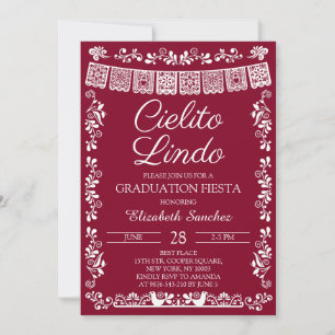 Burgundy Cielito Lindo Graduation Fiesta Invitation