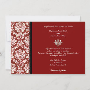 Burgundy Classic Damask Wedding Invitation
