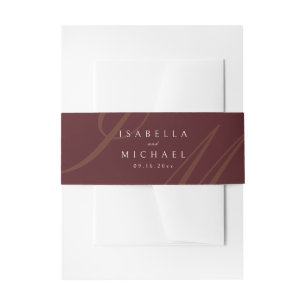 Burgundy Classic Elegance Monogram Wedding Invitation Belly Band