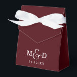 Burgundy Classic Modern Monogram Wedding Favour Box<br><div class="desc">Burgundy Classic Modern Monogram Wedding Favour Boxes</div>