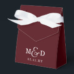 Burgundy Classic Modern Monogram Wedding Favour Box<br><div class="desc">Burgundy Classic Modern Monogram Wedding Favour Boxes</div>