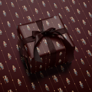 Burgundy classic nutcracker wrapping paper