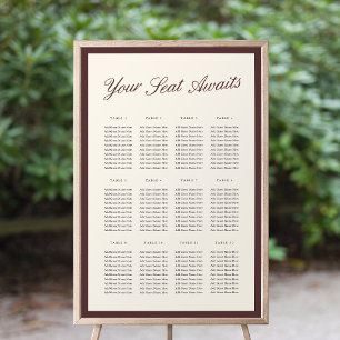 Burgundy Classic Script Wedding Seating Chart