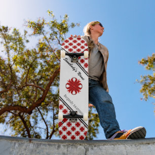 Burgundy Clover Ribbon by Kenneth Yoncich Skateboard