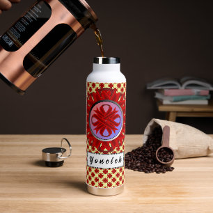 Burgundy Clover Ribbon by Kenneth Yoncich Water Bottle