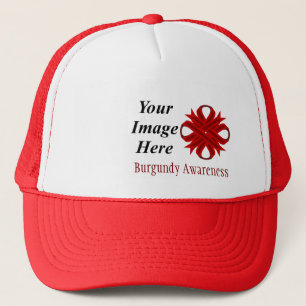 Burgundy Clover Ribbon Template by Kenneth Yoncich Trucker Hat