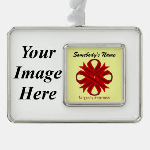 Burgundy Clover Ribbon Tmpl(H-I)by Kenneth Yoncich Silver Plated Framed Ornament