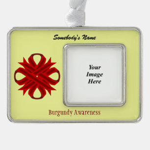Burgundy Clover Ribbon Tmpl(H-O)by Kenneth Yoncich Silver Plated Framed Ornament