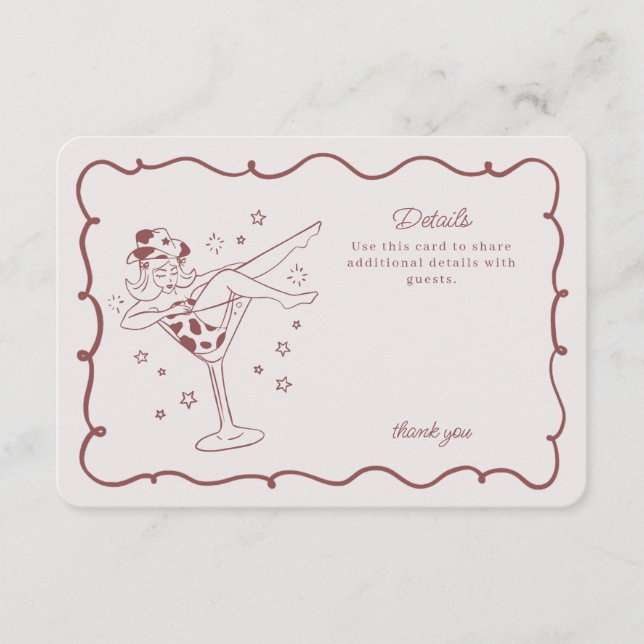 Burgundy Cocktail and Cowgirl Rodeo Details Insert (Front)