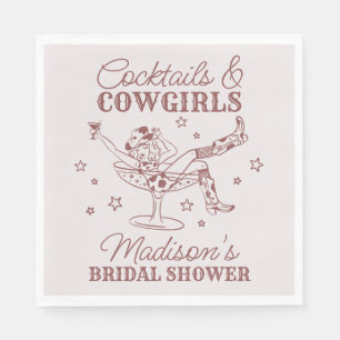 Burgundy Cocktails and Cowgirl Rodeo Bridal Shower Napkin